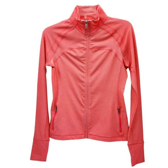 GapBody Pink Striped Full-Zip Jacket Womens S Polyester/Spandex - Picture 1 of 7